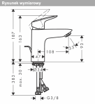 Hansgrohe Logis Jednouchwytowa bateria umywalkowa 100 CoolStart z kompletem odpływowym z cięgłem czarny mat 71102670