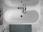 Besco Avita A-line B&W wanna wolnostojąca czarno/biała 150 L + syfon klik-klak chrom z przelewem slim WAA15ABLS