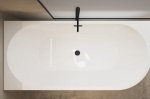 Balneo AVOLA Wanna wolnostojąca narożna lewa 170 x 80 cm biała akrylowa z ramą ze stali nierdzewnej i 6 nóżkami stabilizującymi z przelewem i korkiem czarnym J0101030502-2