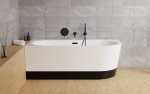 Besco Avita A-line wanna wolnostojąca 160 L + syfon klik-klak czarny z przelewem slim WAA160ALCS