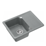 Quadron BABY JOHNNY 116 GraniteQ zlewozmywak granitowy silver stone (szary) 1-komorowy z/o (58x44x18), z syfonem i zaślepką stal szlachetna HCQBJ5844SZK