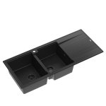 Quadron EVAN 121 GraniteQ zlewozmywak z syfonem Push To Open 2-komorowy z/o pure carbon / elementy pure carbon HQE11650U7BLMP2O