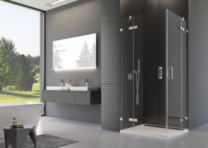 Ronal Sanswiss wejście narożne dwuczęściowe 75-120x0-200 cm, szkło Master Carré, profile chrom PUE2DSM21030