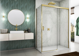 Ronal Sanswiss ścianka boczna 90,1-140x0-200 cm, szkło przezroczyste, profile GOLD LINE złoty CASTSM21207