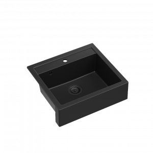 QUADRON BILL 110 GRANITEQ zlewozmywak wpuszczany 1-komorowy 595x540x205 mm, pure carbon / odpływ czarny HCQB6054U7BLM