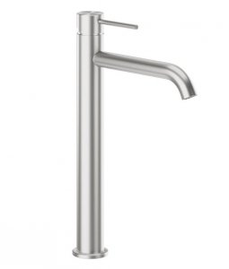 KFA Armatura Flint bateria umywalkowa wysoka srebrna stal nierdzewna 30.9 cm z korkiem klik-klak 93832041