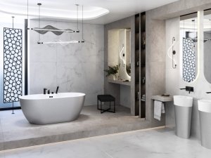 Besco Navia Glam wanna wolnostojąca 160 Srebrna + maskownica syfonu z przelewem gun metal WA160NSG