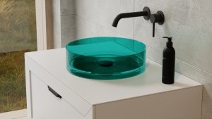 Besco Enya Blue Wave umywalka nablatowa + syfon chrom UME36BWC
