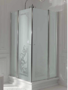 Kerasan Kabina kwadratowa szkło dekoracyjne przejrzyste profile chrom 100x100 Retro 9148N0