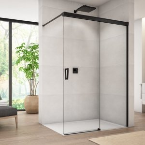Ronal Sanswiss Cadura ścianka wolnostojąca Walk-in 120 cm prawa czarny mat CAW2D1200607