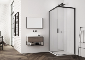 Ronal Top Line S kabina prysznicowa kwadratowa 80x200 cm szkło Durlux 200 czarny mat TLSAC0800622