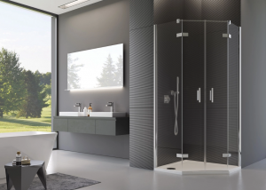 Ronal Sanswiss ścianka boczna do kabiny pięciokątnej 100,1-160x200 cm, szkło Durlux 200, profile chrom PUT52SM11022