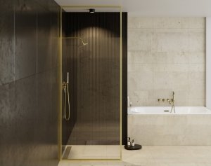Besco ICON GOLD Kabina walk-in ze wspornikiem sufitowym 100cm Złoty ICG100200C