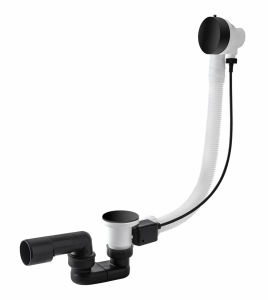 VEDO MINIMALISTA I Przelew wannowy z korkiem automatycznym 57 cm 246M/60/CZ czarny mat