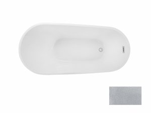 Besco Melody Glam wanna wolnostojąca 150 Srebrna +  maskownica syfonu z przelewem czarna WA150MSC