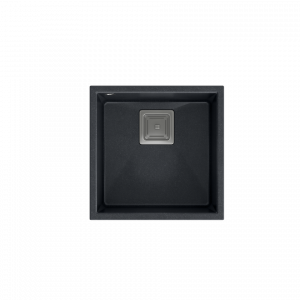 Quadron David 40 zlew granitowy 1-komora 42x42 cm black diamond/elementy stalowe HQD4242U8BS