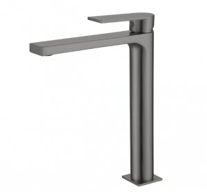 AQG Bateria umywalkowa wysoka Alpha Gun Metal z aeratorem redukującym przepływ 01ALP128GM