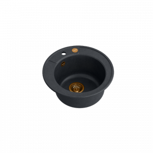 QUADRON MORGAN 210 GraniteQ zlew 1 komora black diamond/elementy miedziane 510x510x220 HB8301U8C1P2O