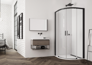 Ronal Top-Line S r:550 kabina prysznicowa półokrągła z drzwiami rozsuwanymi 80x200cm czarny mat TLSR550800607