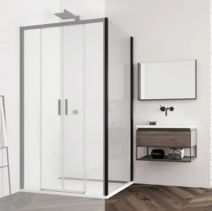 Ronal Top Line S ścianka prysznicowa 90 cm boczna do drzwi czarny mat TOPF20900607