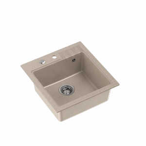 Quadron  PETER 110 Steingran zlewozmywak granitowy beżowy 1-komorowy z/o (50x52x20) z syfonem i zaślepką  HCQP5052BEZK