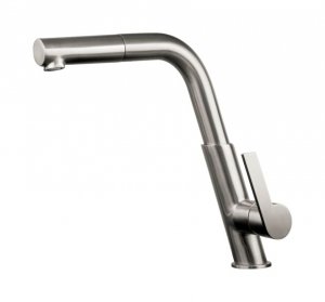 Deante Silia Bateria kuchenna z wyciąganą wylewką stal szczotkowana BQSF73M