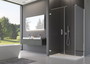 Ronal Sanswiss ścianka boczna 90° lub w linii 30-100x0-200 cm, szkło Master Carré, profile chrom PUDT3PSM21030