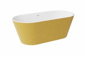 Besco Deeva Glam Złota wanna wolnostojąca 180 + maskownica odpływu białe WWA180DGZW
