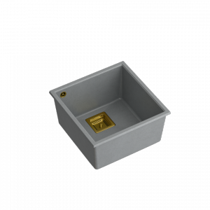 Quadron David 40 zlew granitowy 1-komora 42x42 cm silver stone/elementy złote HQD4242U5G1