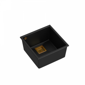 Quadron David 40 zlew granitowy 1-komora 42x42 cm pure carbon/elementy miedziane HQD4242U7C1