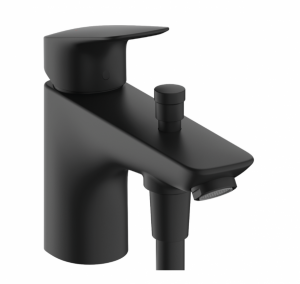 Hansgrohe Logis Jednouchwytowa bateria wannowa Monotrou z 2 zakresami przepływu i przełącznikiem ciśnieniowym czarny mat 71315670