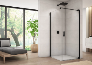 Ronal Sanswiss ścianka boczna 80x200 cm, szkło przezroczyste, profile BLACK LINE czarny mat CAT10800607