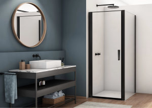 Ronal drzwi wahadłowe jednoczęściowe 70x200 cm, szkło przezroczyste, profile BLACK LINE czarny mat D22T10700607