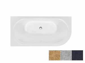 Besco Avita A-line Glam Srebrna wanna wolnostojąca 170 P + syfon klik-klak złoty z przelewem slim WAA170APSZ