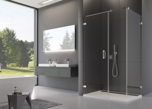 Ronal Sanswiss ścianka boczna 90° lub w linii 30-100x0-200 cm, szkło Master Carré, profile chrom PURDT3SM21030