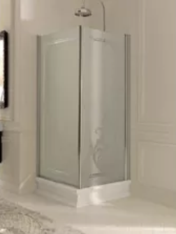 Kerasan Kabina prostokątna lewa, szkło dekoracyjne piaskowane, profile złote 80x96 Retro 9142P1