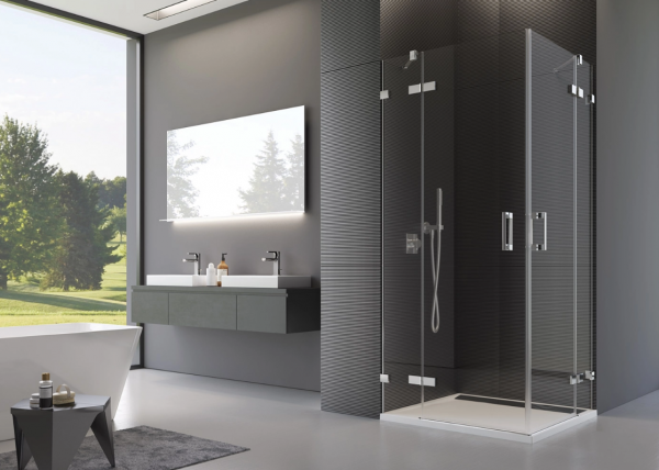 Ronal Sanswiss wejście narożne dwuczęściowe 75-120x200 cm, szkło Master Carré, profile chrom PUE2DSM11030