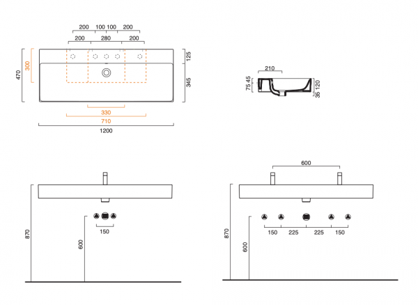 Catalano PREMIUM 120x47 umywalka b/o biały mat 0221200021