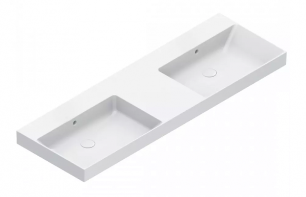 Catalano ZERO 150x50 umywalka dwukomorowa b/o (półka środkowa) z kompletem mocowań biały połysk 1150ZEDUP00/0121520001