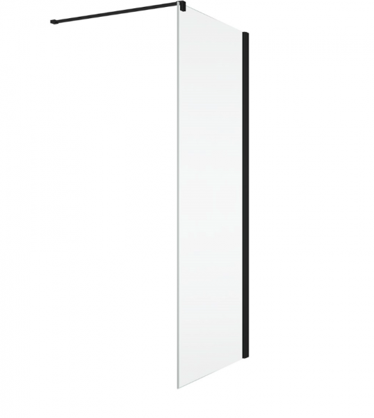 Ronal ścianka boczna 75x200 cm, szkło przezroczyste, profile BLACK LINE czarny mat ANT107500607