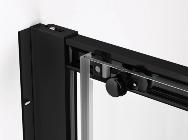 Ronal Top-Line S Black Drzwi prysznicowe przesuwne 100x200 cm prawe profile czarny mat szkło Durlux 200 Aquaperle TLSD1000622