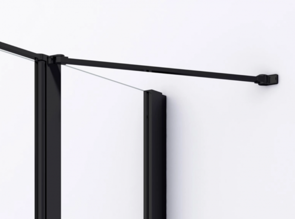 Ronal drzwi wahadłowe na wymiar jednoczęściowe ze ścianką stałą w linii 90-160x0-200 cm, szkło przezroczyste, profile BLACK LINE czarny mat D22T31SM10607