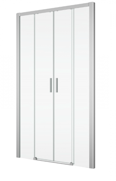 Ronal drzwi rozsuwane czteroczęściowe na wymiar 100-180x0-200 cm, szkło przezroczyste, profile srebrny połysk TLS4SM15007