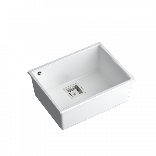  Quadron David Zlewozmywak granitowy 1-komora 55x42 cm snow white/elementy stalowe HQD5542U1BS