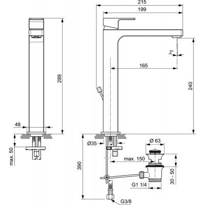 Ideal Standard Edge bateria umywalkowa stojąca chrom A7112AA