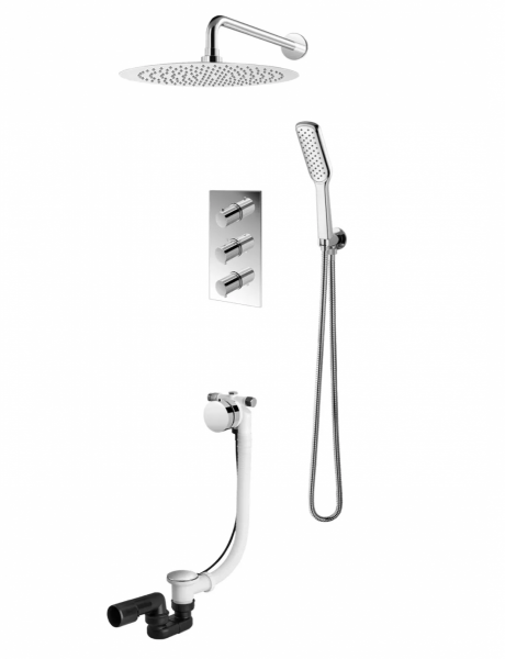 VEDO CENTO CROMO Kompletny system wannowo-natryskowy podtynkowy II TERMO deszczownica o śr. 200 mm VBC1232/20/CH/TERMO chrom