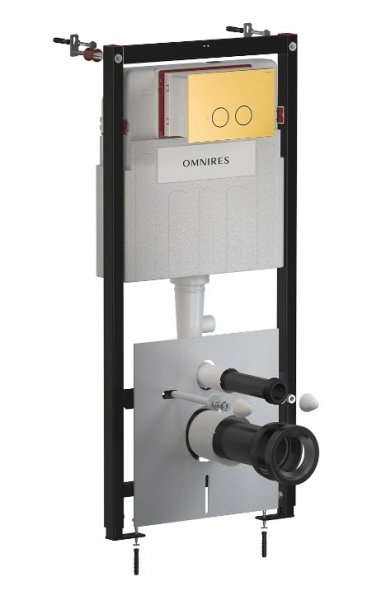Omnires Eco Flush Set STRONGFRAME stelaż podtynkowy z ECO spłukiwaniem do miski toaletowej + STEEL-R45 przycisk spłukujący ze stali nierdzewnej złoty szczotkowany STFWCECO1R45RGLB WYSYŁKA 24H