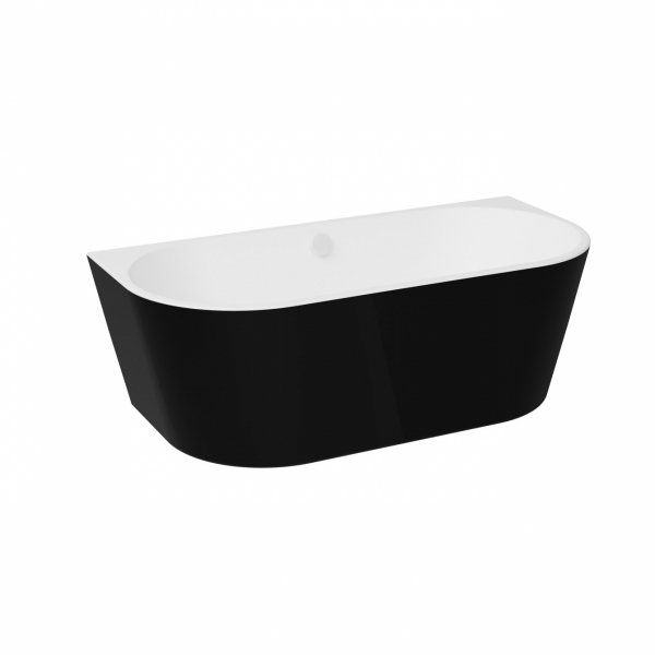 Besco Vica New B&amp;W wanna wolnostojąca czarno/biała 150 + syfon chrom z napełnieniem przez przelew WAS15VNBN