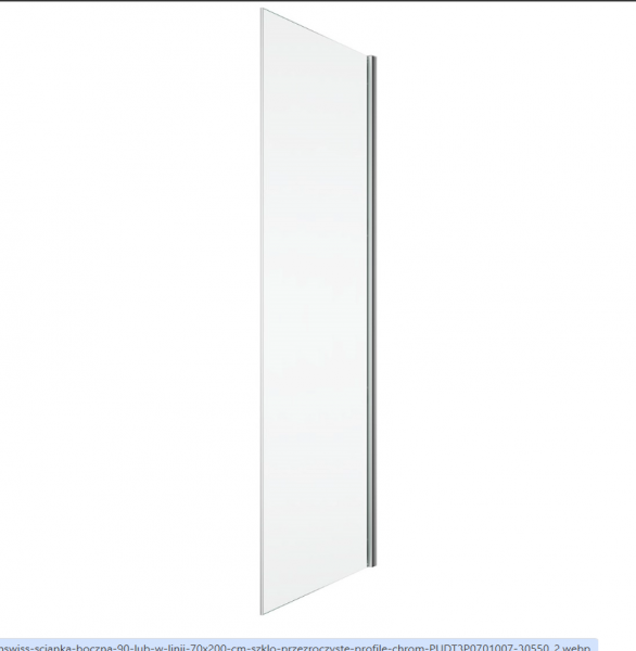 Ronal Sanswiss ścianka boczna 90° lub w linii 100x200 cm, szkło Durlux 200, profile chrom PUDT3P1001022