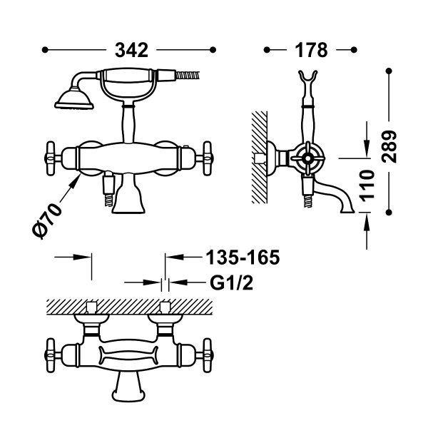 Tres Clasic bateria wannowa termostatyczna 24217609